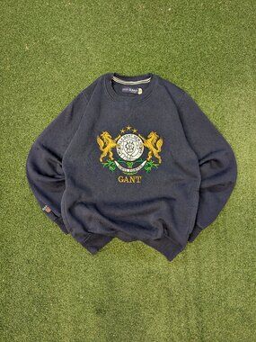 Vintage Gant McNally Crest Embroidered Crewneck Sweatshirt Navy Womens Large